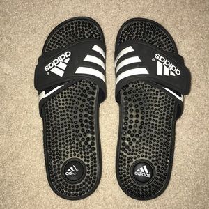 Black and White Adidas Slides